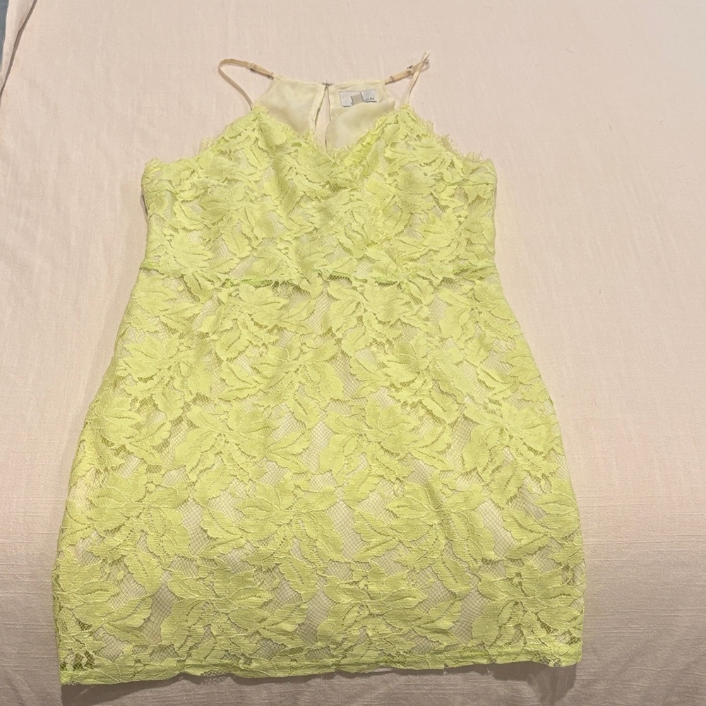Greylin Light Yellow Lace Dress